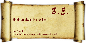 Bohunka Ervin névjegykártya