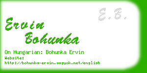 ervin bohunka business card